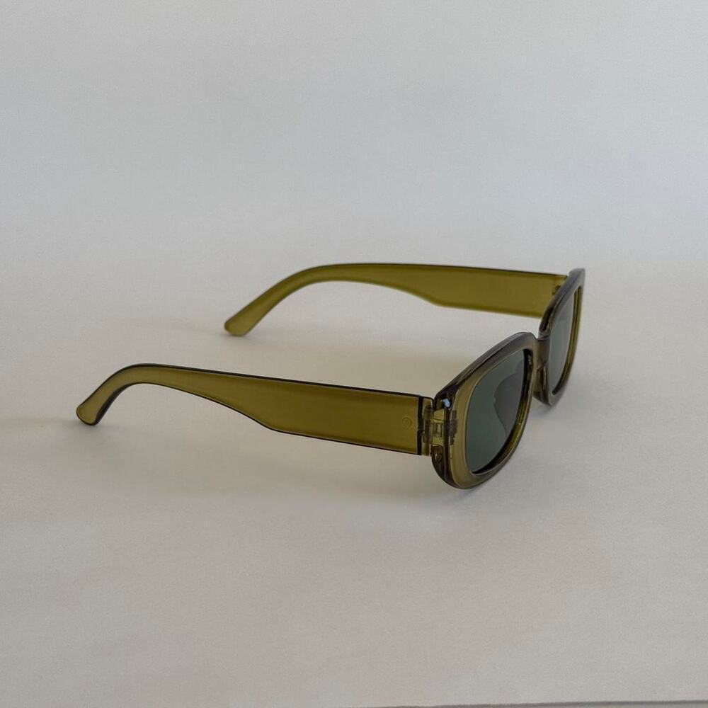 Y2K Green Clout Goggles Rounded Square Sunglasses Unisex Retro UVA UVB - Picture 3 of 8